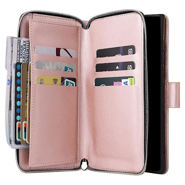 Til Samsung Galaxy S25 Ultra Taske Lynlåslomme PU Læder Telefon Cover med Håndrem Multicolor Style B