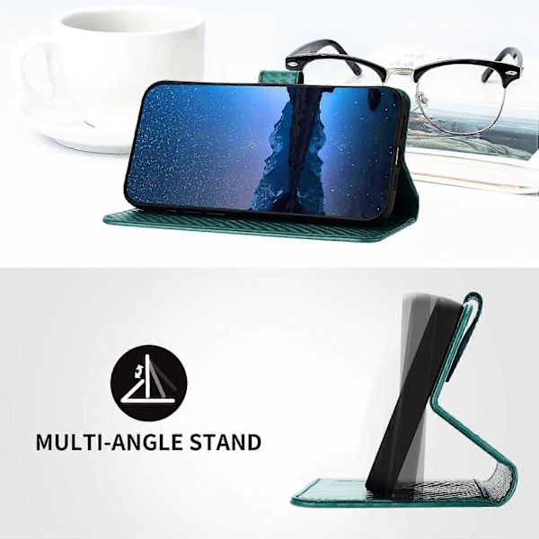 Plånboksfodral med rem i kolfibertextur läder för Realme P3 Pro 5G Multicolor Blackish Green