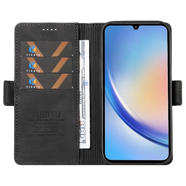 YIKATU YK-005 Samsung Galaxy A34 5G -puhelimelle, ihonmyötäinen suojakotelo, jalustallinen PU-nahkalompakko Multicolor Style E