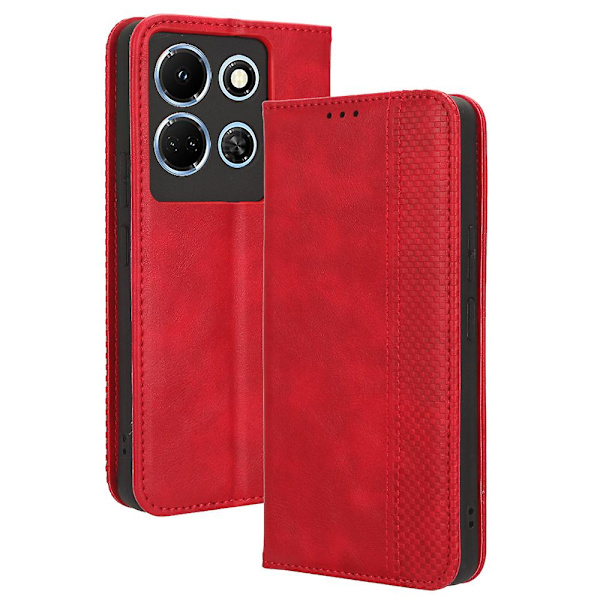 Stativ case För Infinix Note 30 4g/x6833b/x6716b Magnetisk stängning Telefon Retro Pu Cover Red