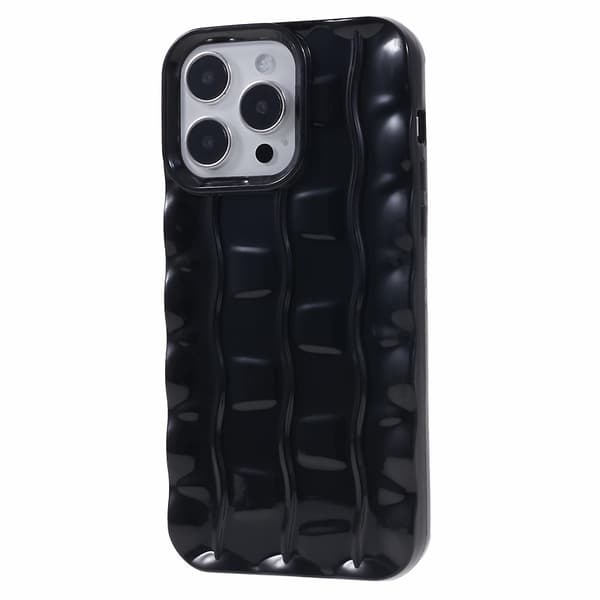 För Iphone 14 Pro 3d Stripes Pattern Phone case Flexibelt Tpu Stötsäkert cover Black