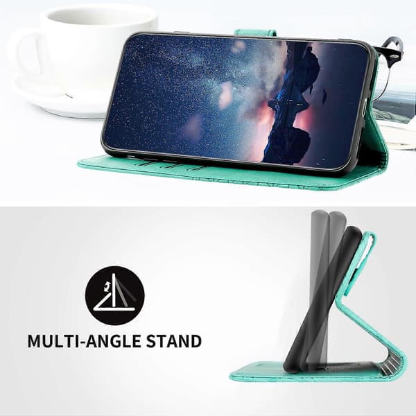 Solid farve iPhone 15 Pro Max etui med præget læder og stander Multicolor Style B