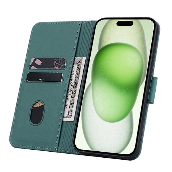 Til iPhone 15 Plus Cover Rhombus Prægning Business Læder Telefon Cover med Wallet Stand Multicolor Style A