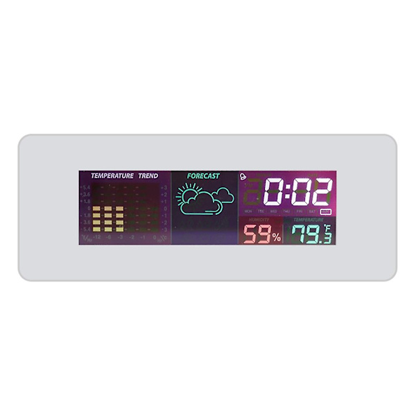 Vejrstation Ur LCD-display DC & Batterier Strømforsyning Vækkeur