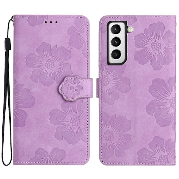 Til Samsung Galaxy S21+ 5G Wallet Telefon Cover PU Læder Shell Stand Blomster Præget Telefon Case Multicolor Style B