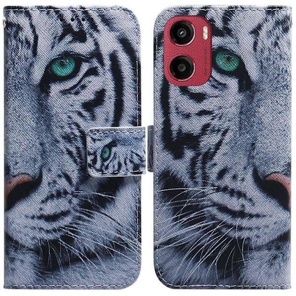 Motorola Moto G05 4G/E15 4G Lompakkokotelo Kuviopainettu Nahkainen Puhelinkotelo Multicolor Tiger
