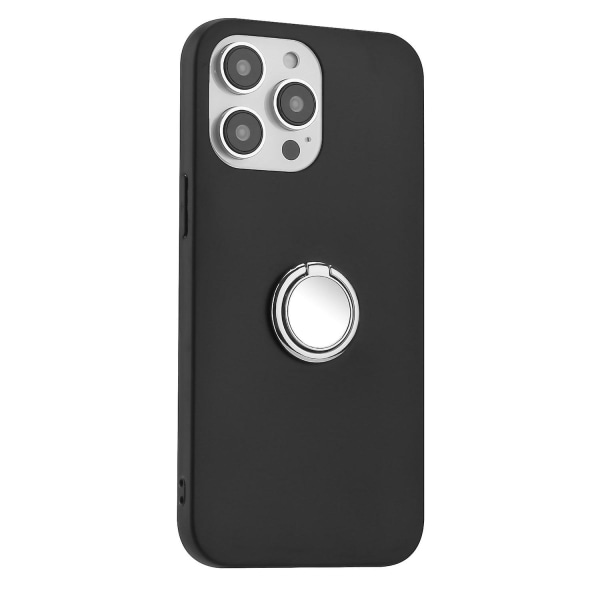 Beskyttelsescover til iPhone 15 Pro, Mat TPU-etui med Spejllignende Ring-Støtteben Telefonskal Silver