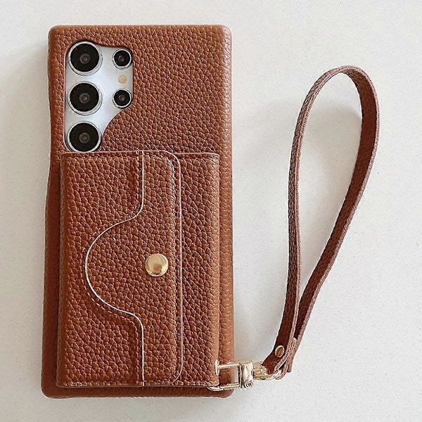 Til Samsung Galaxy S23 Ultra Etui Spejldesign PU Læder Bagcover med Kortlommer, Håndledsrem Multicolor Style F
