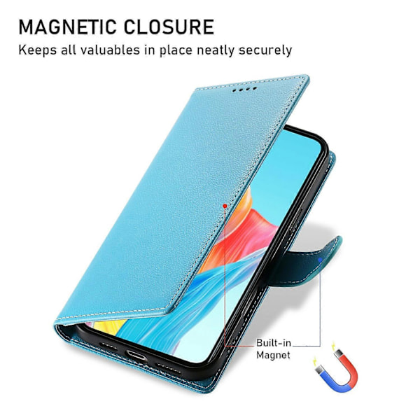 Til Realme 14 5G Stand Case Litchi Tekstur Læder Wallet Telefon Cover Magnetisk Lukning Multicolor Sky Blue
