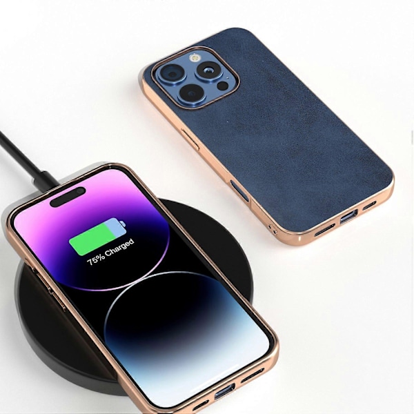 iPhone 16 Pro -kotelo, galvanointi, puhelinkuori, lehmännahkakuvio, PU+TPU-suojakotelo Multicolor Style D