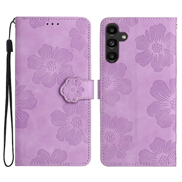 Blommönstrat Stötsäkert Plånboksfodral i PU-läder med Ställ för Samsung Galaxy A14 5G Multicolor Style B