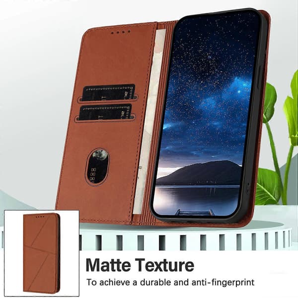 Plånboksfodral för iPhone 16e med magnetlås, läderfodral med stativ Multicolor Coffee