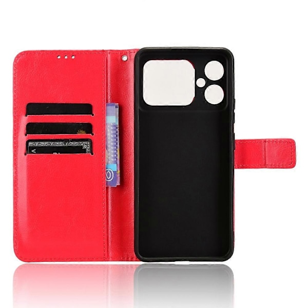 Til Cubot A20 Etui Crazy Horse Tekstur PU Læder Telefon Wallet Cover - Guld Multicolor Red