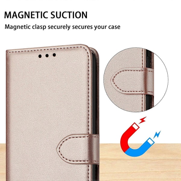 Samsung Galaxy A06 Lompakkokotelo Nahkainen Jalustakansi Hihnalla - Musta Multicolor Rose Gold