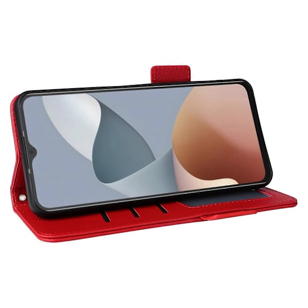 För ZTE Blade A34 Telefonfodral Läder Litchi Textur Skydd med Magnetisk Stängning - Grå Multicolor Red