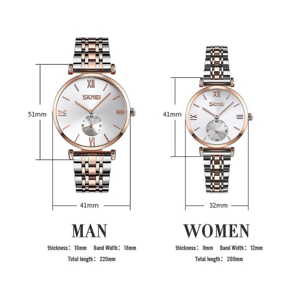 Skmei 9198 Quartz Watch För Par Rose Gold Women