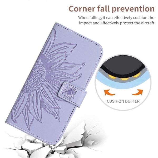 Mobilskal med crossbody-rem för Samsung Galaxy A35 5G PU-läder Solros Stativ Multicolor Style B