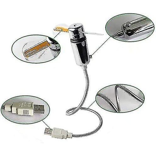 Uusi USB-kellotuuletin reaaliaikakellolla ja lämpötilanäytöllä, hopea, 1 vuoden takuu (lämpötila ja kello)