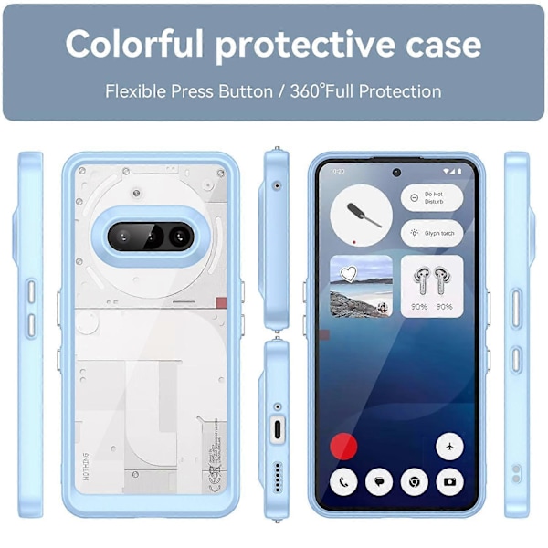 Skal för Nothing Phone (3a) TPU+Akryl Skyddande Transparent Mobilskal Multicolor Blue