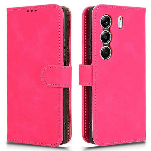 Läderfodral för TECNO Camon 40 4G, Skinnkänsla, Anti-dropp, Plånboksfodral Multicolor Rose