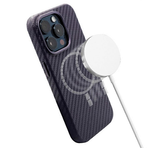 KZDOO Skal för iPhone 16 Pro Max Kompatibelt med MagSafe, Kolfibertextur PU+PC Telefonskydd Multicolor Silver