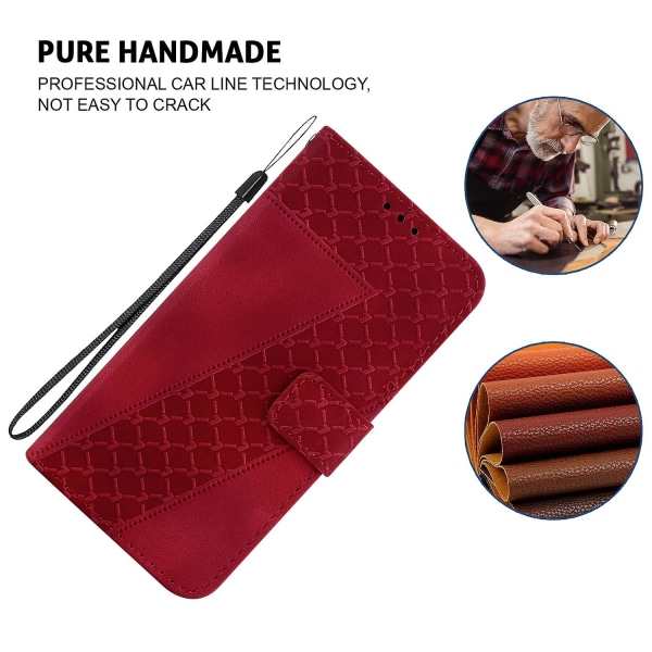 Til Infinix Note 12 Vip 4g Tpu+pu Læder Telefon Cover Stativ Præget Tegnebog Telefon Etui Skal Red