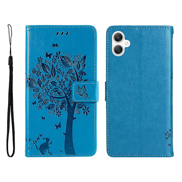 KT Imprinting Flower Series-3 Fodral för Samsung Galaxy A06 Katt Träd Mönster Flip Läder Telefonskydd Multicolor Style D