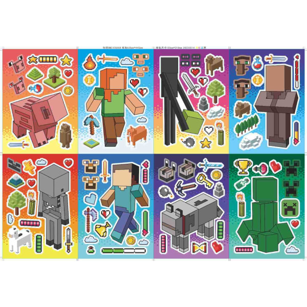 Roliga DIY Cartoon Stickers Minecraft Face Changing Pussel 32st