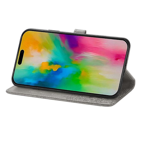 Til iPhone 16 Pro Max Wallet Case Mandala Blomst Læder Telefon Cover Stativ View-Grøn Multicolor Grey