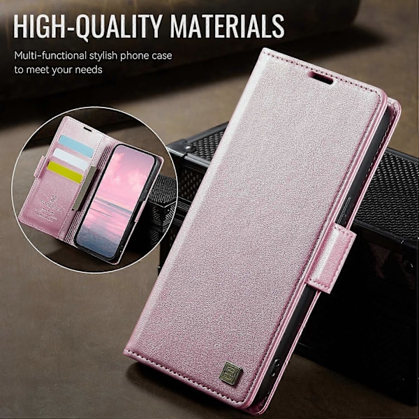 iPhone 14 -kotelo AUTSPACE A11 RFID-suojattu retro nahkainen matkapuhelinlompakkokotelo - Musta Multicolor Pink