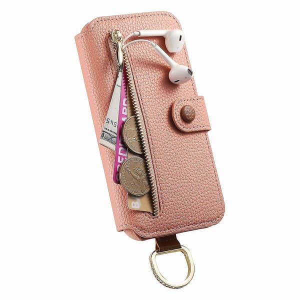 Til iPhone 16 Plus Etui RFID Blokerende Lynlås Pung PU Læder Mobilcover Multicolor Style A