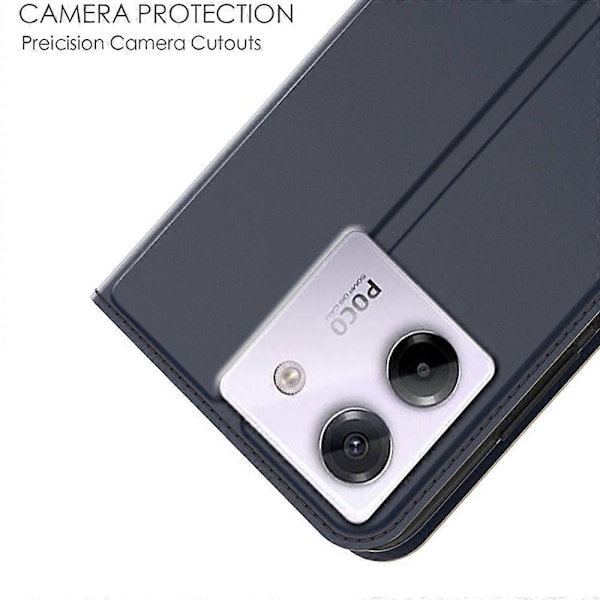 Xiaomi Poco M7 Pro 5G -kotelo PU-nahkaa, korttipidike, jalusta ja magneettisuljin Multicolor Blue