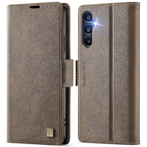 För Samsung Galaxy A34 5G Fodral AUTSPACE A11 RFID-blockerande Retro Läder Mobiltelefon Plånboksfodral Multicolor Brown