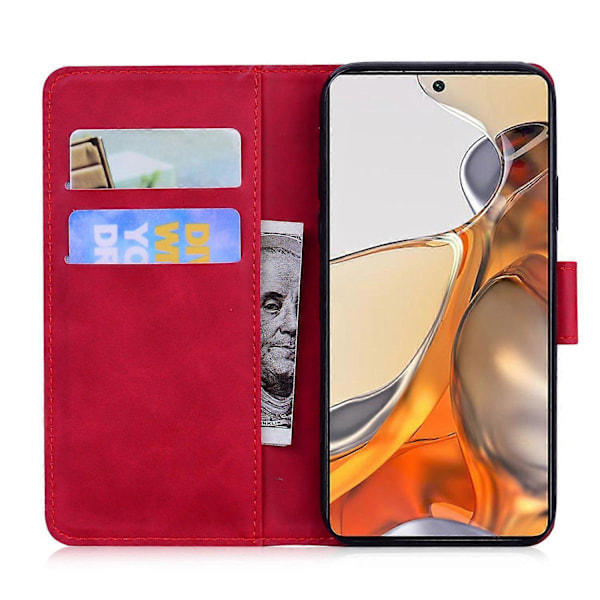 Præget Tiger Mønster Stødsikkert PU Læder og TPU Telefon Flip Case Wallet Stand Cover