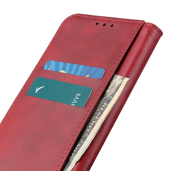 För Xiaomi Redmi 13c Case Split Läder Magnetisk Autoabsorberad Cover Red