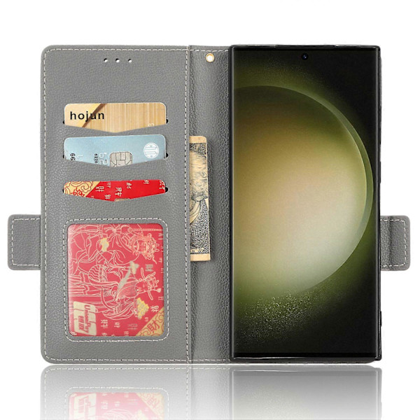 Plånboksfodral för Samsung Galaxy S23 Ultra Mobiltelefon, Ställ, PU-läder, Dubbelt Magnetlås Multicolor Style D