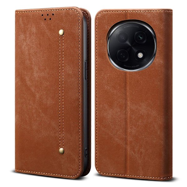 Skal för Oppo F29 Pro 5G/A5 Pro 5G Jeans Tyg Textur Anti-Repor Läder Ställ Telefonskydd Multicolor Coffee