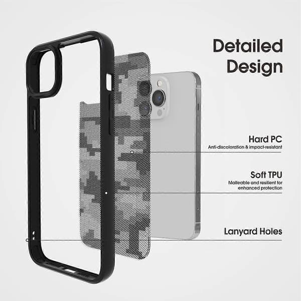 IBMRS Deksel til iPhone 14 Plus TPU+PC Fallsikkert Telefondeksel Beskyttelse Multicolor Grid Camouflage