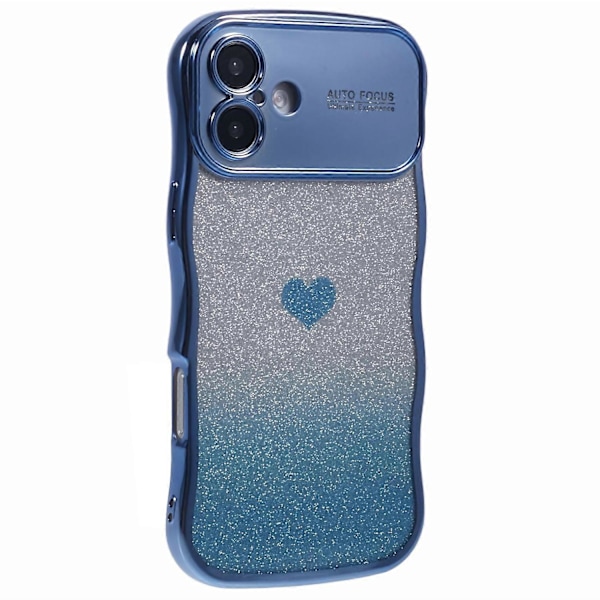 Til iPhone 16 Cover Kærlighedshjerte Gradient Glitter TPU Telefon Cover Elektroplettering Krøllet Ramme Multicolor Style E
