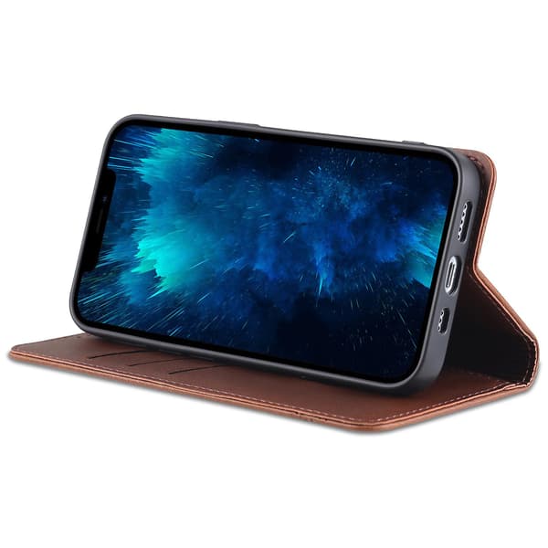 För Iphone 15 Pro Max Pu Läderplånbok Cover Stativ Case Coffee