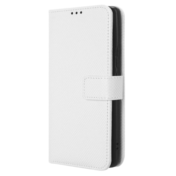 For Honor 80 5g Diamond Texture Pu Läder Phone case Vikbart stativ Magnetlås Cover White