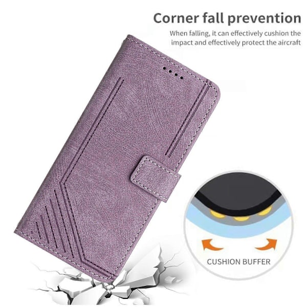 Til Samsung Galaxy A36 5G Etui Prægede Linjer Læder Telefon Cover Foldbart Stativ Multicolor Style F