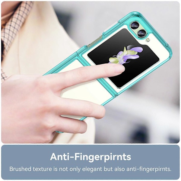 För Samsung Galaxy Z Flip5 5G Mobiltelefon Baksida Skal Transparent Skyddande Stöttåligt TPU+Akryl Fodral Multicolor Style E