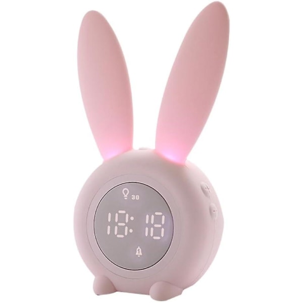 LED digital kaninväckarklocka - Creative Small laddningsbar klocka med nattljus och timer för barnens sovrum