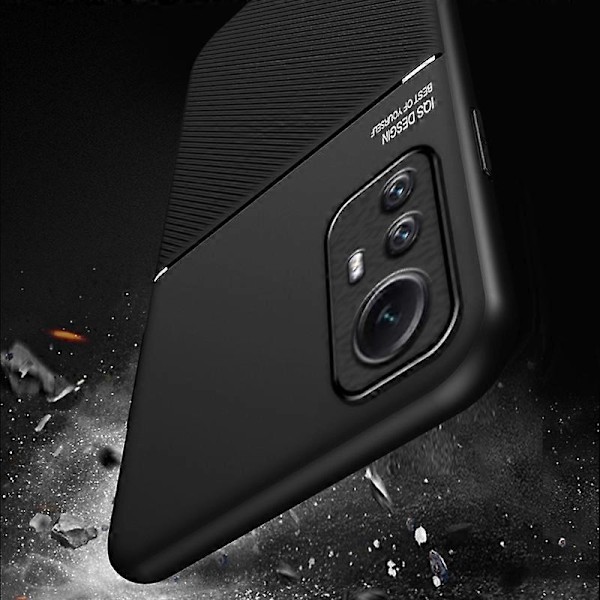 Til Xiaomi Redmi Note 12S 4G Linjer Præget PU Læder+TPU Etui Magnetisk Bilholder Telefon Cover Multicolor Style B