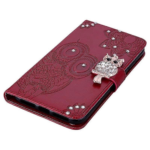 Til Samsung Galaxy S23 FE Cover Ugle Blomst Præget Rhinestone Læder Telefon Stand Cover Multicolor Style D