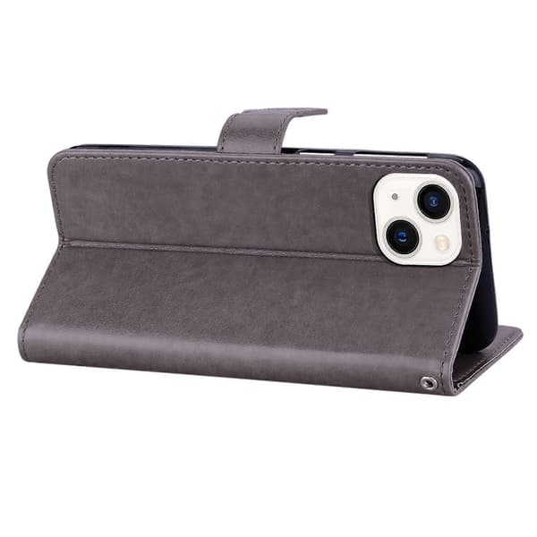 Til iPhone 15 Plus Cover Ugle Præget PU Læder Telefonpung Støtte Cover Multicolor Style E