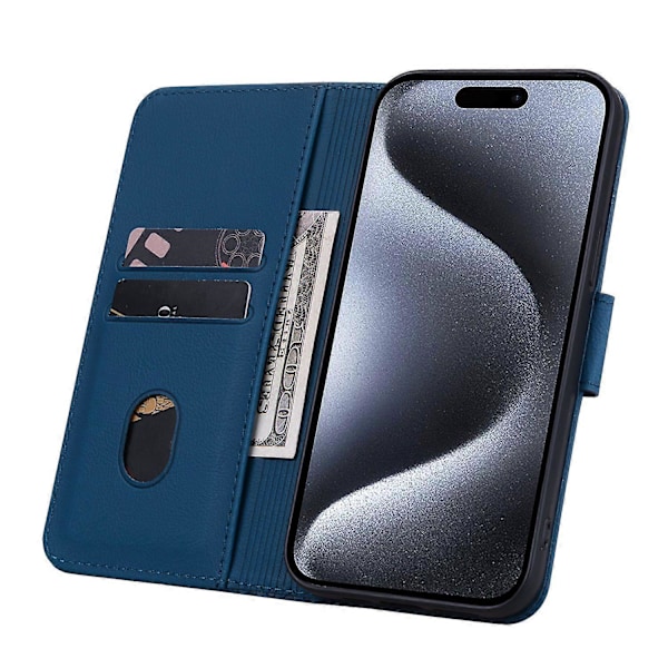 För iPhone 15 Pro Skal PU Läder Präglat Ställ Plånbok Telefonfodral Multicolor Style B