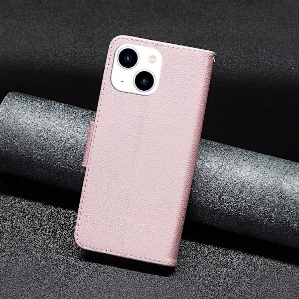 Flipfodral med Ställ och Plånbok i PU-läder för iPhone 15 med Rem Multicolor Style C