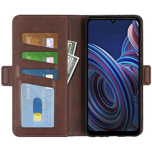 ZTE Blade A72 5G -puhelimen kuvioitu PU-nahkakotelo, jossa on kaksoismagneettiteline, lompakko ja iskunkestävä puhelinkotelo Multicolor Style E